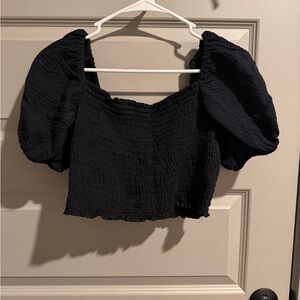 Black Puff Sleeve Top